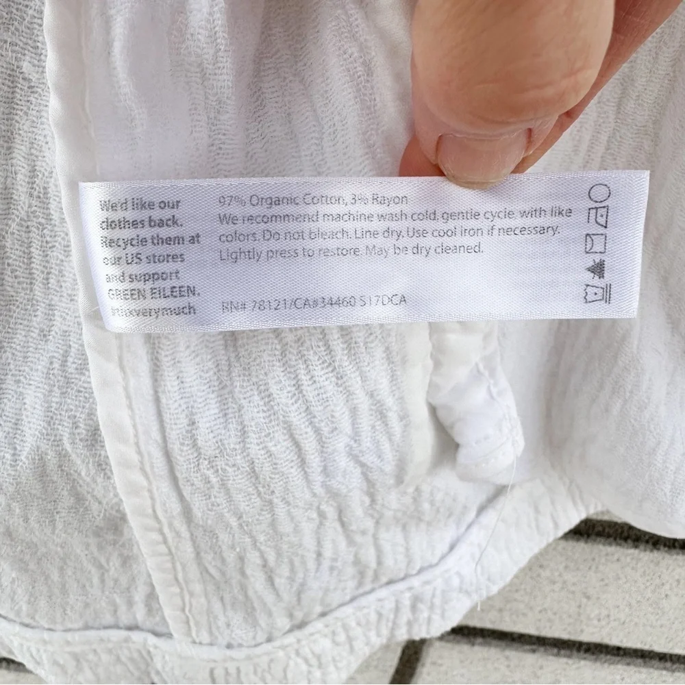 Eileen Fisher Organic Cotton Double Weave White Crinkle Jacket S Minimalist - Picture 7 of 11